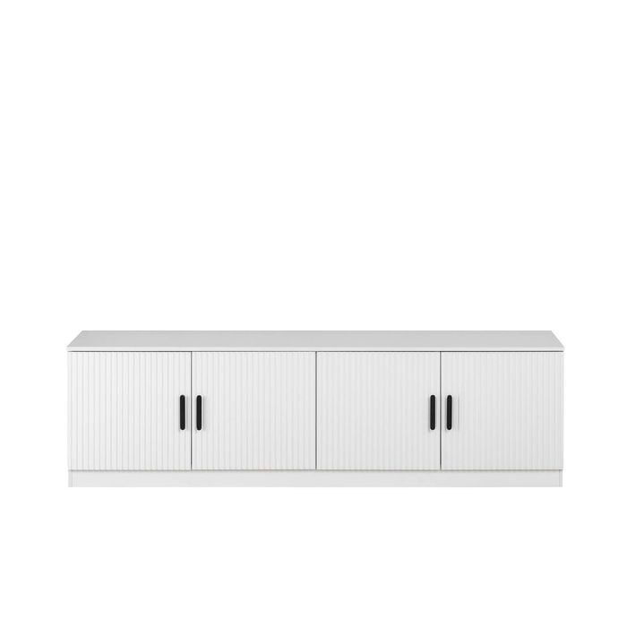 European Cabinetry White Fluted Oval Black Handles Bucharest TV Unit