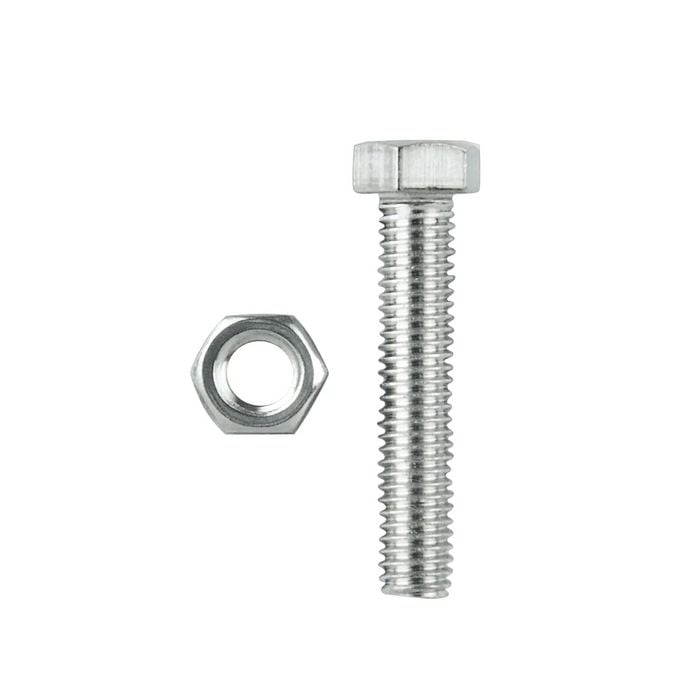 Pinnacle M12 x 50mm Stainless Steel Hex Head Bolt And Nut - 2 Pack