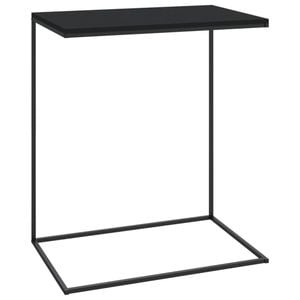 vidaXL Side Table C-Shaped Coffee Table with Iron Legs Black Engineered Wood
