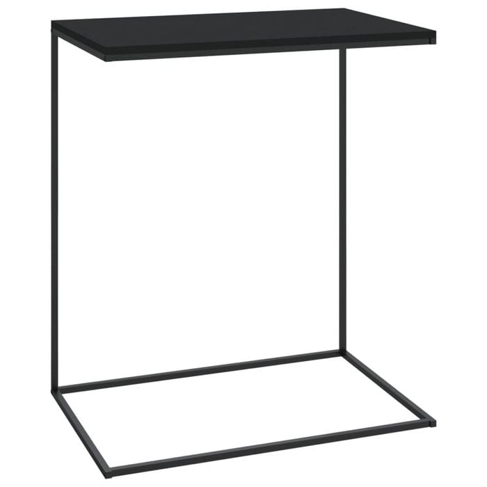 vidaXL Side Table C-Shaped Coffee Table with Iron Legs Black Engineered Wood
