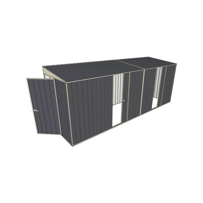 Build-a-Shed 1.5 x 5.2 x 2m Hinged Door Tunnel Shed with 2 Sliding Side Doors - Grey