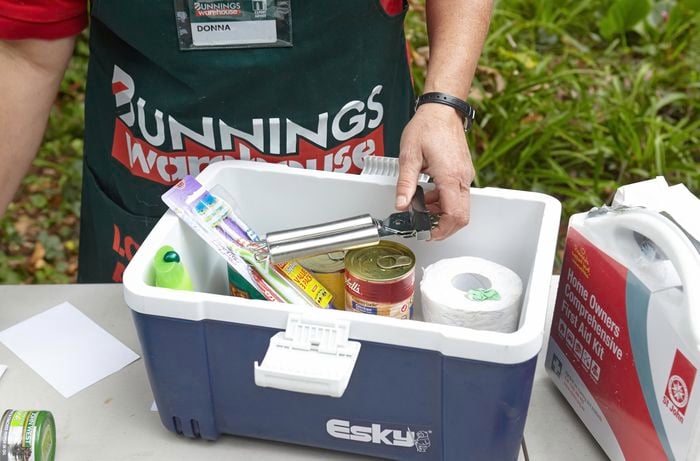 Various essentials being packed into a esky