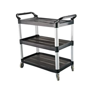 Caterrax Utility Trolley Black Plastic 3 Shelves 845x430x950mm