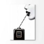 Black Perfume Bottle Drinking with A Straw Print 100% Australian Made 90x60cm (Stretched Canvas)