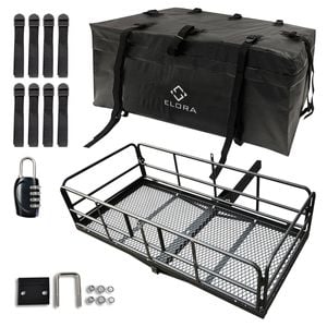 Elora 500lbs Folding Hitch-mount Cargo Carrier Rack Heavy Duty Luggage Basket