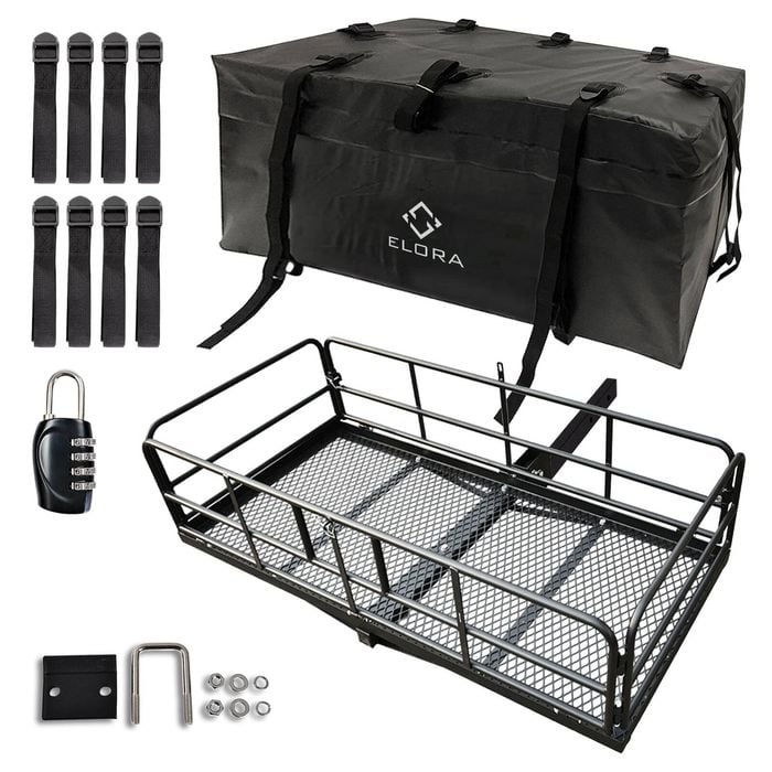Elora 500lbs Folding Hitch-mount Cargo Carrier Rack Heavy Duty Luggage Basket