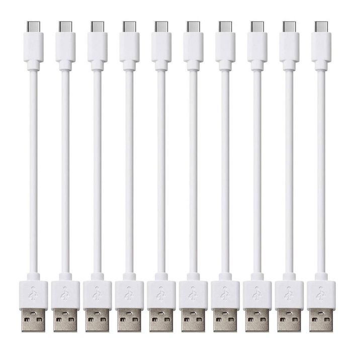iWill 10 Pack 20cm Short Data Transfer Charger Charging USB Type C Phone Tablet Cable Cord Bulk White