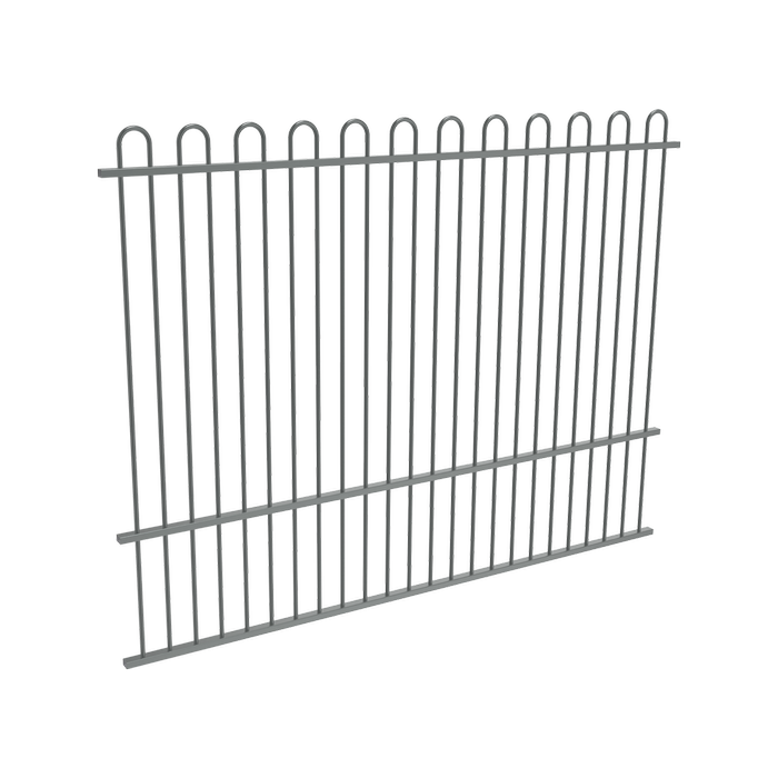 ProtectorAl 2400 x 1800mm Monument Aluminium Loop Top Pool Fence Panel With Mid Rail