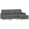 vidaXL 3-Seater Sofa with Footstool Couch Lounge Sofa Settee Dark Grey Fabric