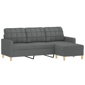 vidaXL 3-Seater Sofa with Footstool Couch Lounge Sofa Settee Dark Grey Fabric