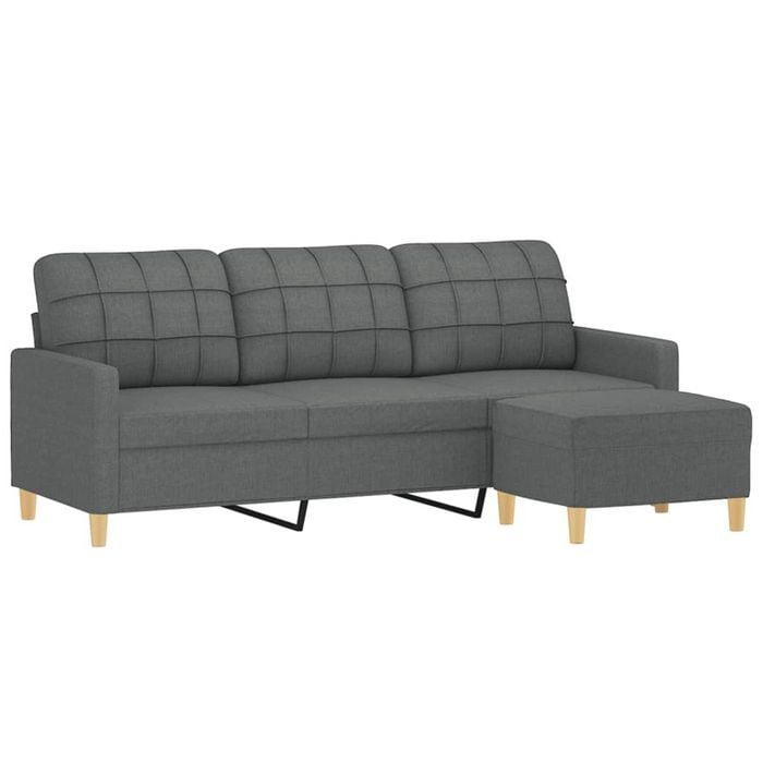 vidaXL 3-Seater Sofa with Footstool Couch Lounge Sofa Settee Dark Grey Fabric