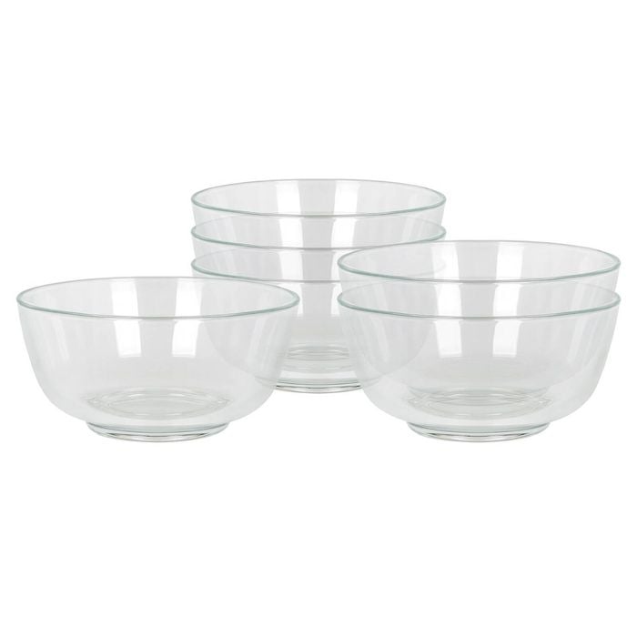 Argon Tableware Glass Snack Bowls - Set Of 6 Serving Bowls For Snacks Desserts Dips & Sides Durable Soda Lime Glass Small Bowls