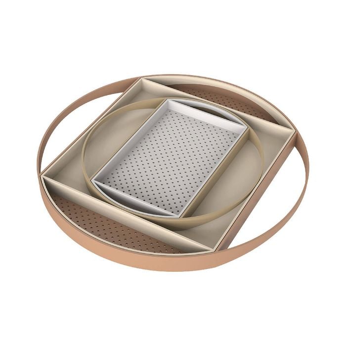 4pc Vigar Flap Sand Round Nested Serving Tray Set