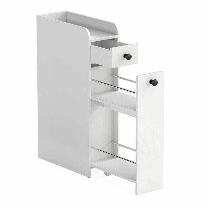 Costway Slim Storage Cabinet Sideboard Slide Out Drawer Wheel White