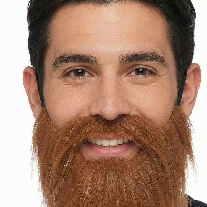 PARTY BEARD Moustache Costume Fancy Dress Mustache Halloween Fake Facial Hair Brown