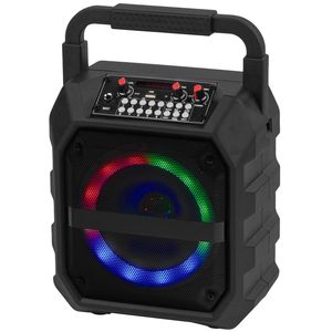YOPOWER Karaoke Machine, Bluetooth Speaker, 2 Wireless Mics, LED Lights