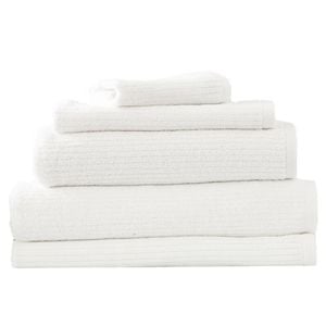 5pc Renee Taylor Towel Set Cobblestone 650 Gsm Cotton Ribbed White