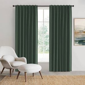 Sherwood Home 100% Blockout Concealed Tab Top Curtain Pair Forest Green 90x223cm