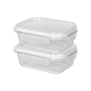Harbour Housewares Glass Food Storage Containers with Lids - 640ml - Pack of 2