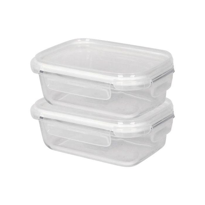 Harbour Housewares Glass Food Storage Containers with Lids - 640ml - Pack of 2