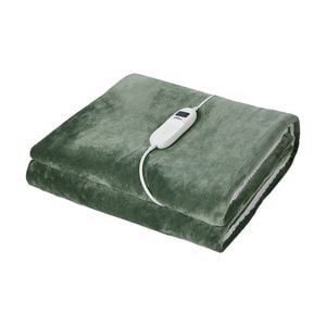 Bedra Bedding Electric Throw Rug Dual Side Heated Blanket Flannel&Sherpa Green