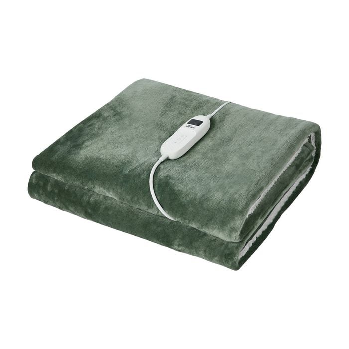 Bedra Bedding Electric Throw Rug Dual Side Heated Blanket Flannel&Sherpa Green