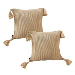 SOGA 2X 50cm Light Brown Tassel Throw Pillow