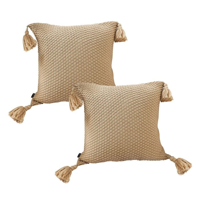 SOGA 2X 50cm Light Brown Tassel Throw Pillow