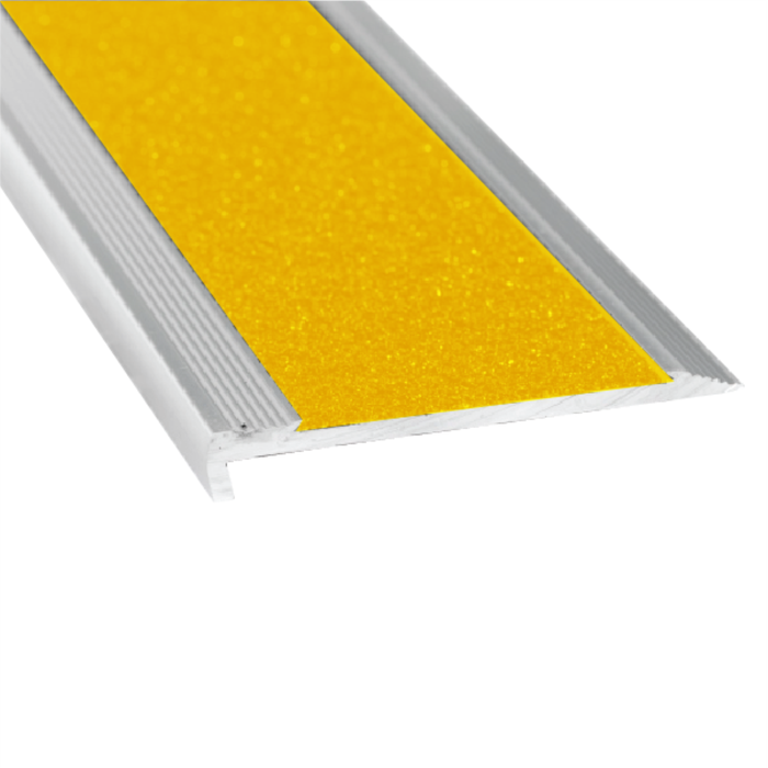 Duratac 1800mm Clear Aluminium Stair Nosing with Yellow Carborundum Insert & Countersunk Holes - 5 Pack