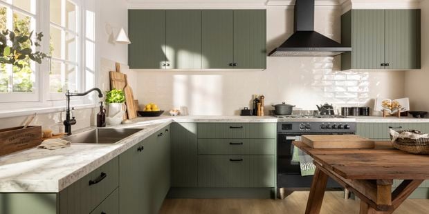 Green farmhouse style kitchen 