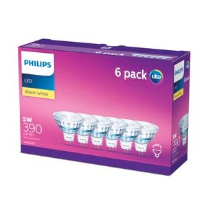 Philips 5W 60° Mr16 Warm White LED Classic Globe - 6 Pack