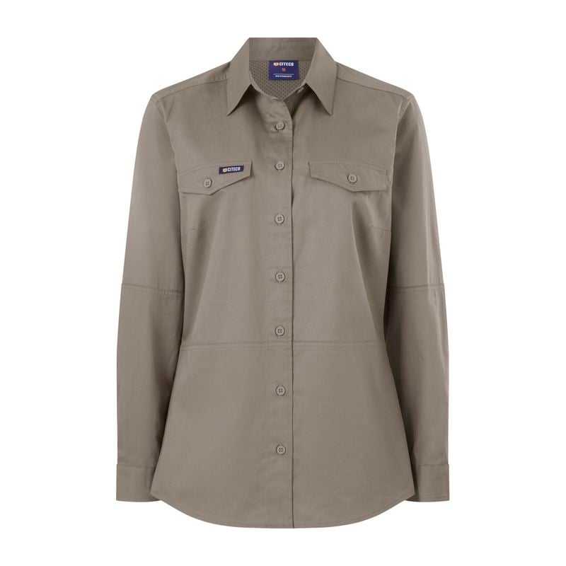 Size 16 Khaki Womens Long Sleeve Shirt