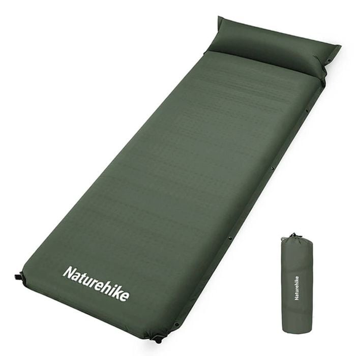 NNEOBA 10cm Thick Self-Inflating Double Mattress with Pillow Green