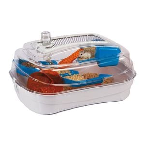 Rosewood Abode Plastic Dwarf Hamster & Mice Small Pet Breeding Cage Blue/Orange
