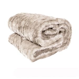 Canine Faux Fur Throw Rug 127 x 152 cm Cream Golden Retriever