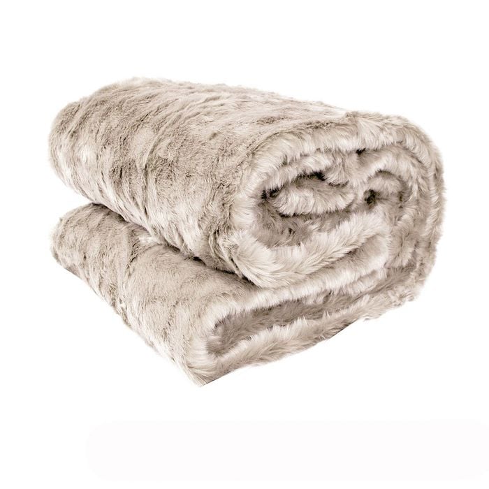 Canine Faux Fur Throw Rug 127 x 152 cm Cream Golden Retriever