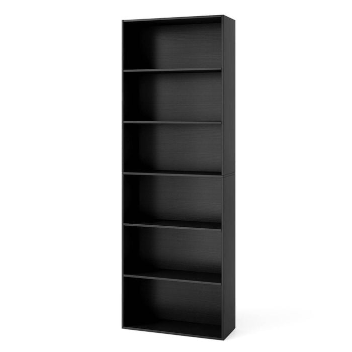 Costway 6-tier Open Bookcase 178cm Display Shelf Storage Organizer Black