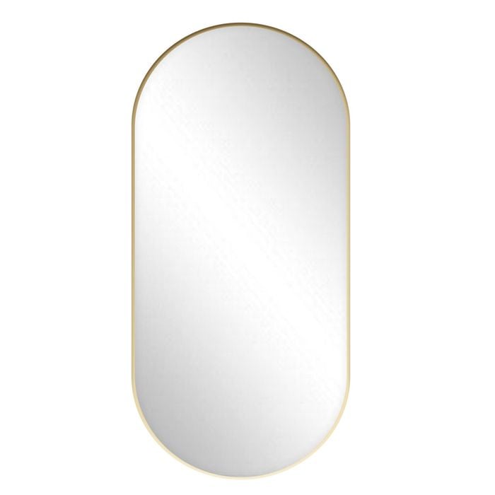 Barelli 1200 x 600 x 28mm Brushed Brass Pill Shape Mirror