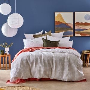 MyHouse Jude Quilt Cover Set 210X210cm  - White - Queen