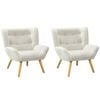 Oikiture 2x Armchair Accent Chairs Sherpa White