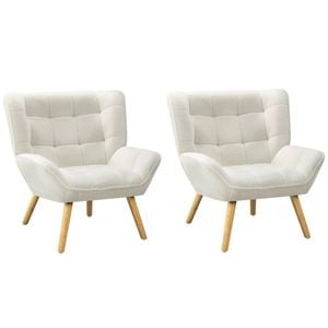 Oikiture 2x Armchair Accent Chairs Sherpa White