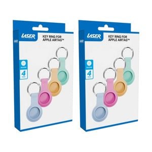 2x 4pc Laser Airtag Silicone Vibrant Tones Soft Touch With Keyring Multicolour