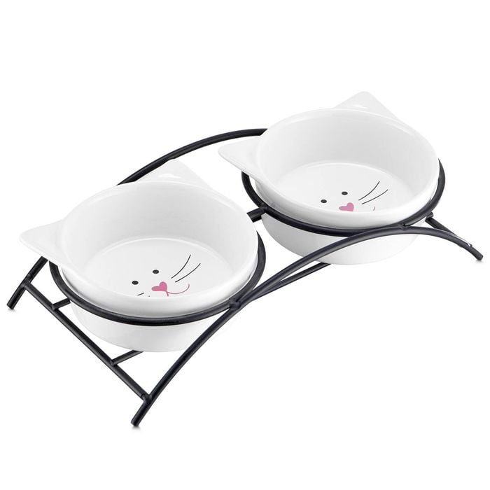 Cat Food Bowls, Raised Cat Bowls for Food and Water, Ceramic Cat Bowls Elevated, Cat Dishes for Cat or Small Dogs, 355 ML