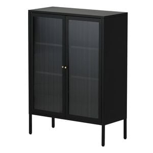 Familand Metal Sideboard Buffet Unit Storage Cabinet Adjustable Panels Black