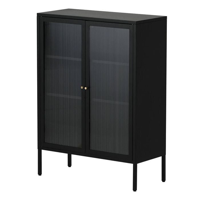 Familand Metal Sideboard Buffet Unit Storage Cabinet Adjustable Panels Black