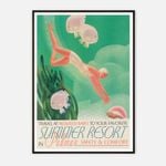 Galrie Charming Vintage Underwater Adventure Travel Poster Art Print for Summer Resorts, Black Frame, 70 x 100cm (28 x 40inch)