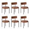 Oikiture 6x Dining Chair Round Kitchen Lounge Seats PU Leather Brown