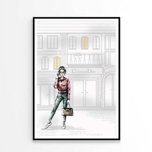 Modern Girl with Luxury Fashion Store   Print 100% Australian Made 90 x 120cm   (Poster)