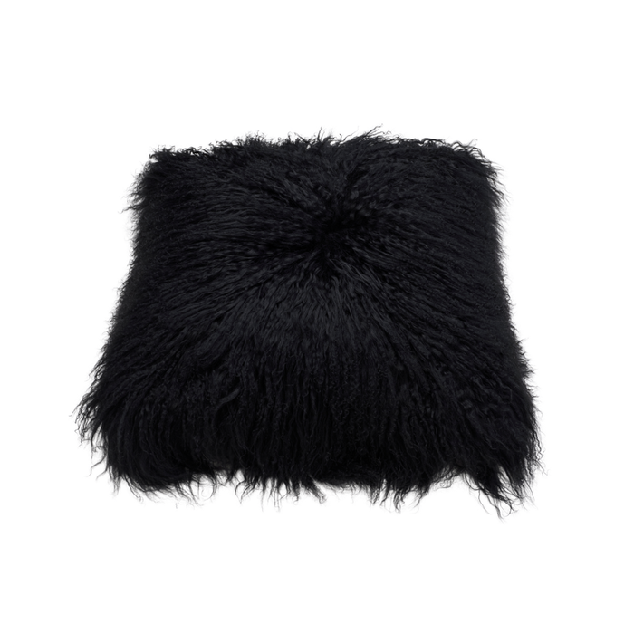 Naturally Sheepskins 50x50cm Black Mongolian Sheepskin Cushion Cover