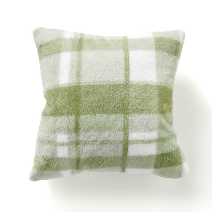 Dreamaker Wynter Reversible Faux Fur Cushion Olive 50x50cm